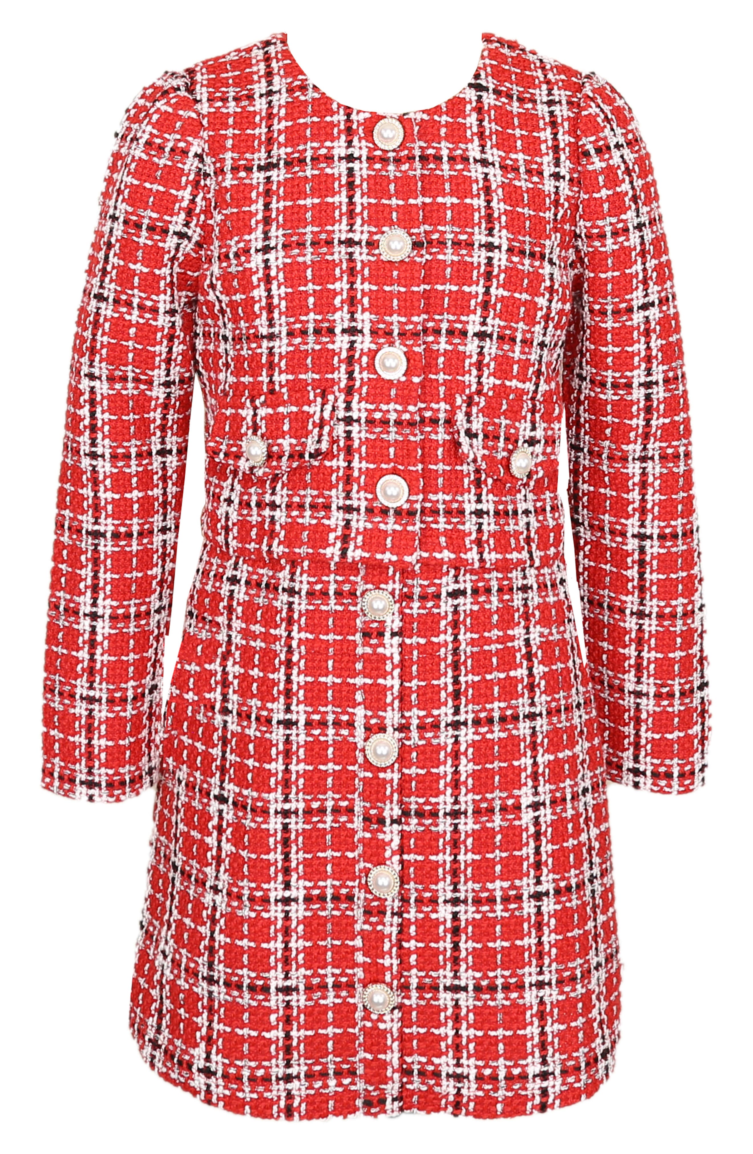 Zunie Kids' Bouclé Dress & Jacket Set