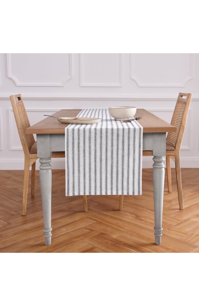 Solino Home Linen Table Runner for Dining Table, Holiday and Everyday Table Decor - Capri Ticking Stripe, Alternate, color, 