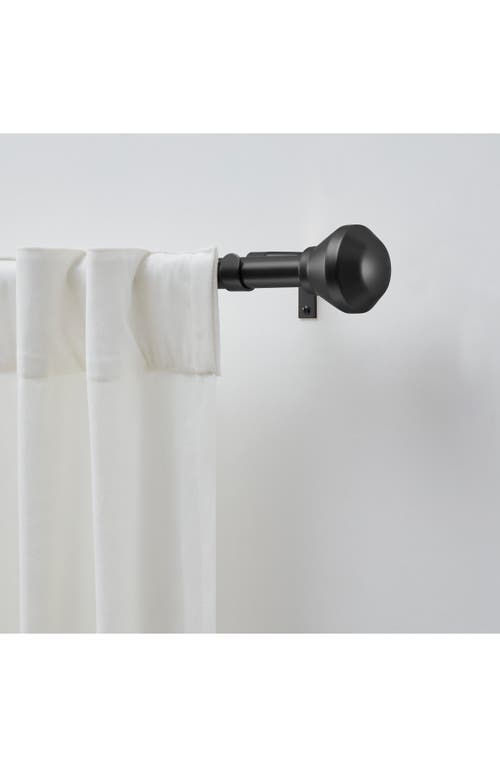 Dkny Conrad Adjustable Curtain Rod & Finial Set In Black
