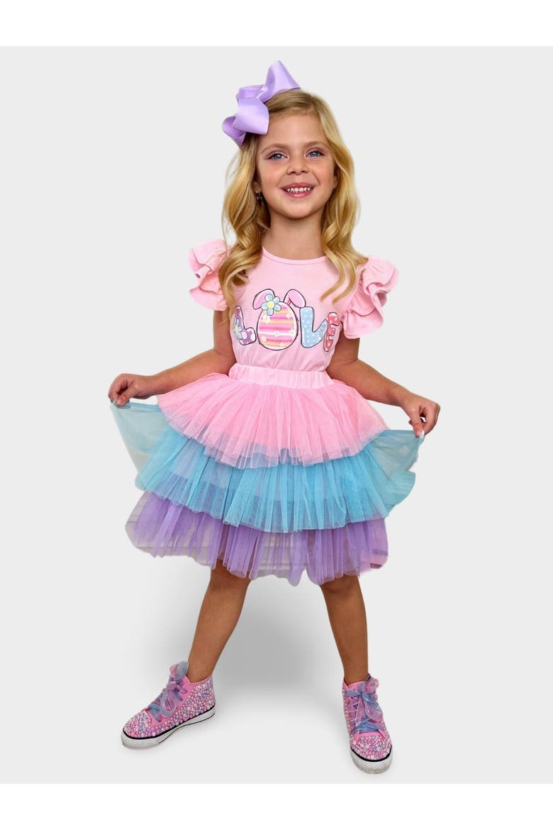 Girls Love Easter Egg Top and Tutu Skirt Set, Main, color, Pink