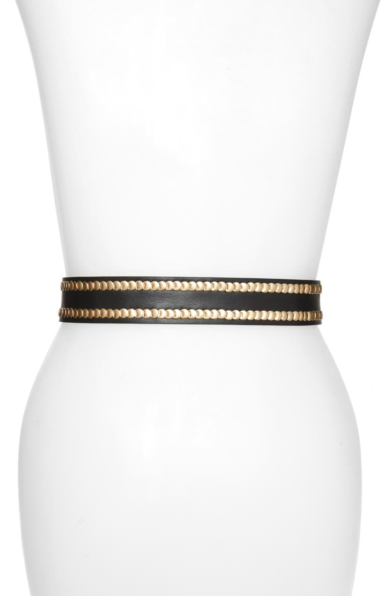 AllSaints Studded Leather Belt, Alternate, color, 
