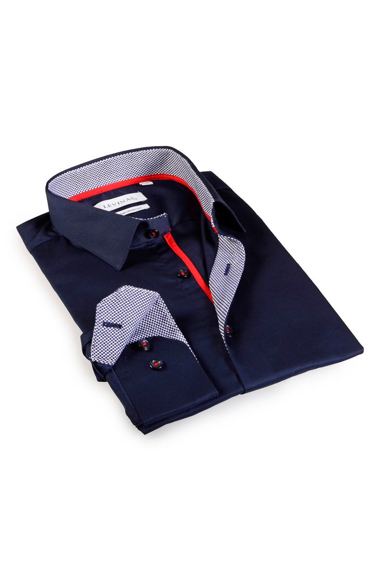 LEVINAS Contemporary Fit Solid Dress Shirt, Main, color,