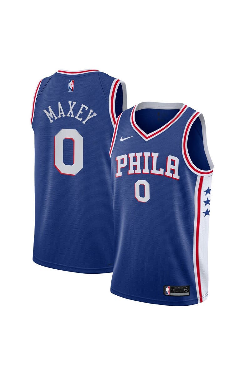 Nike Youth Nike Tyrese Maxey Royal Philadelphia 76ers 2019/20 Swingman Jersey - Icon Edition, Main, color,