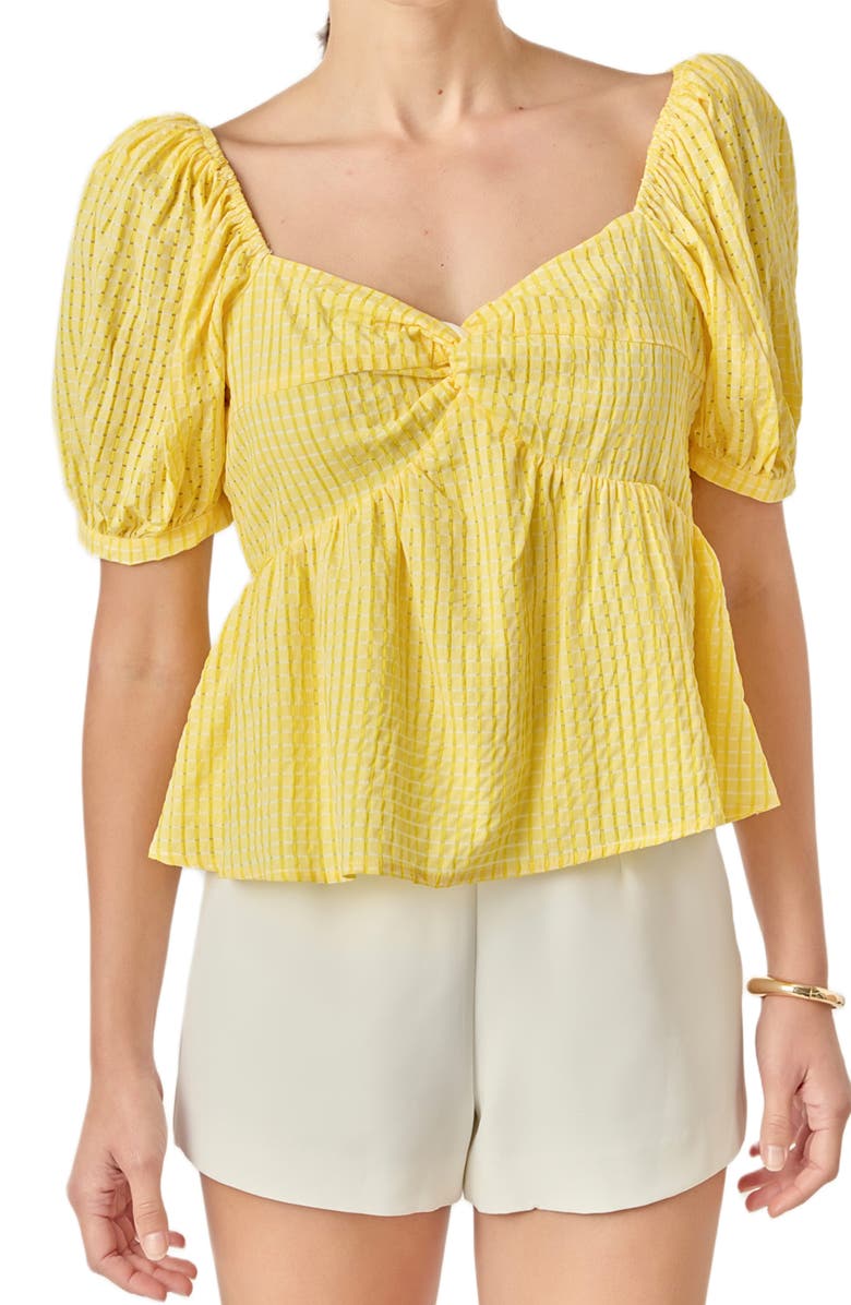 English Factory Puff Sleeve Top, Alternate, color, Yellow