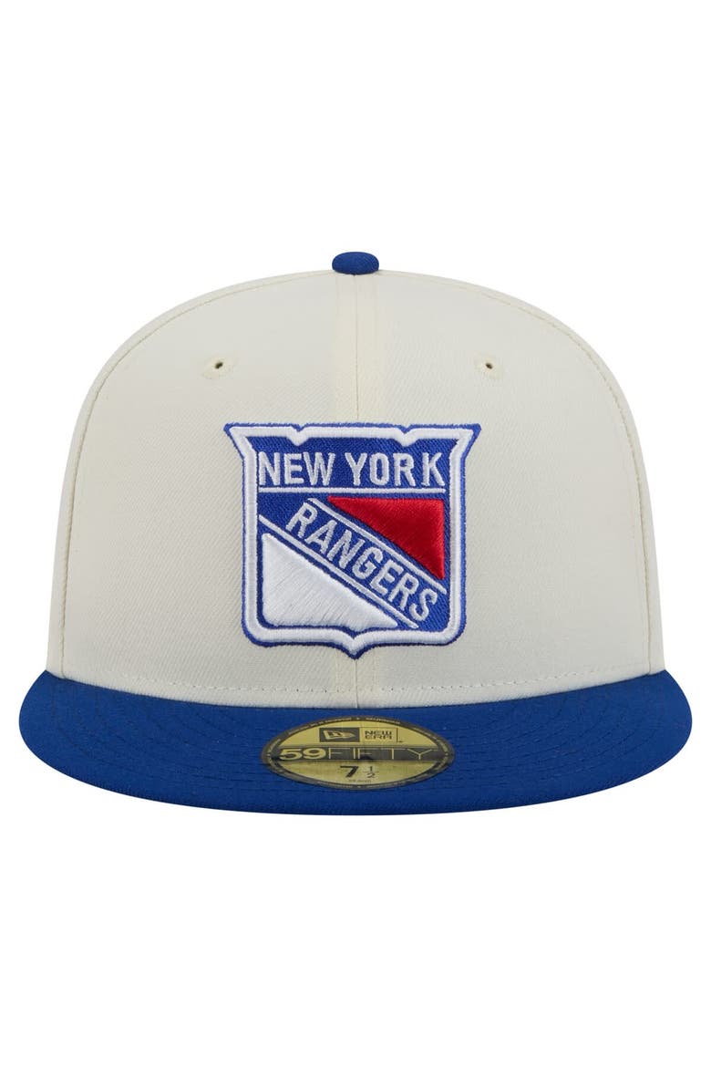 Men's New Era  White New York Rangers Chrome Two-Toned 59FIFTY Fitted Hat, Alternate, color, Cream