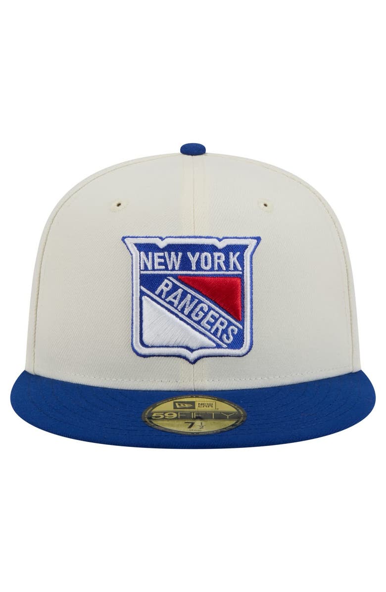 New Era Men's New Era White New York Rangers Chrome Two-Toned 59FIFTY Fitted Hat, Alternate, color, Cream