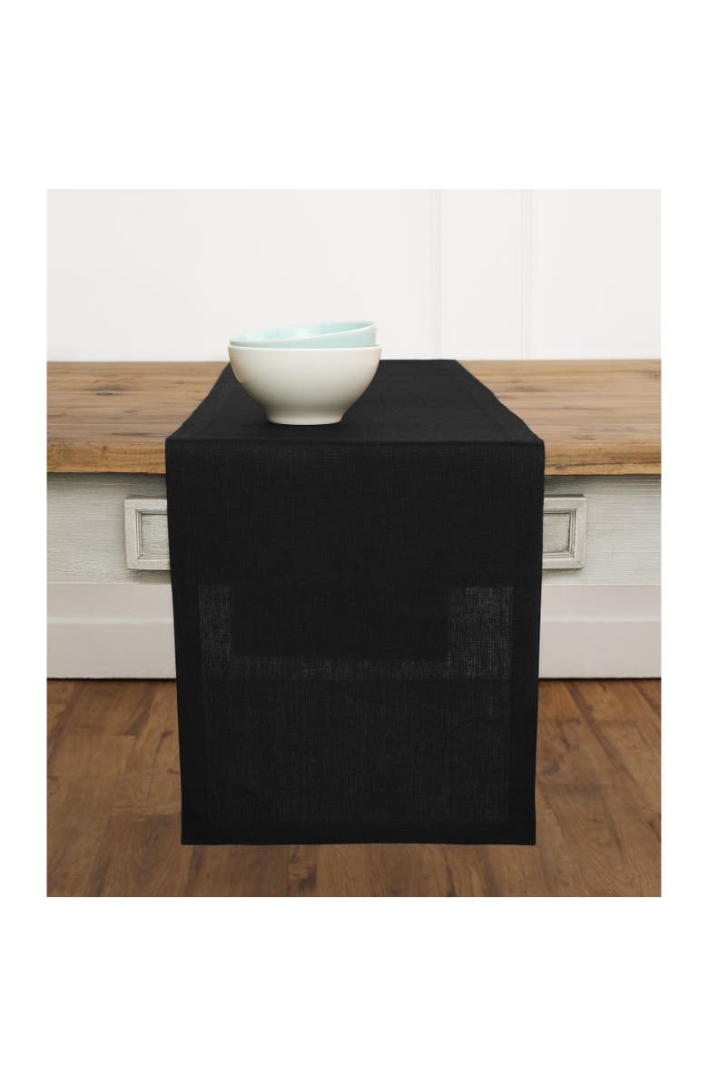 Solino Home Linen Table Runner for Dining Table, Holiday and Everyday Table Decor - Fete, Alternate, color, Black