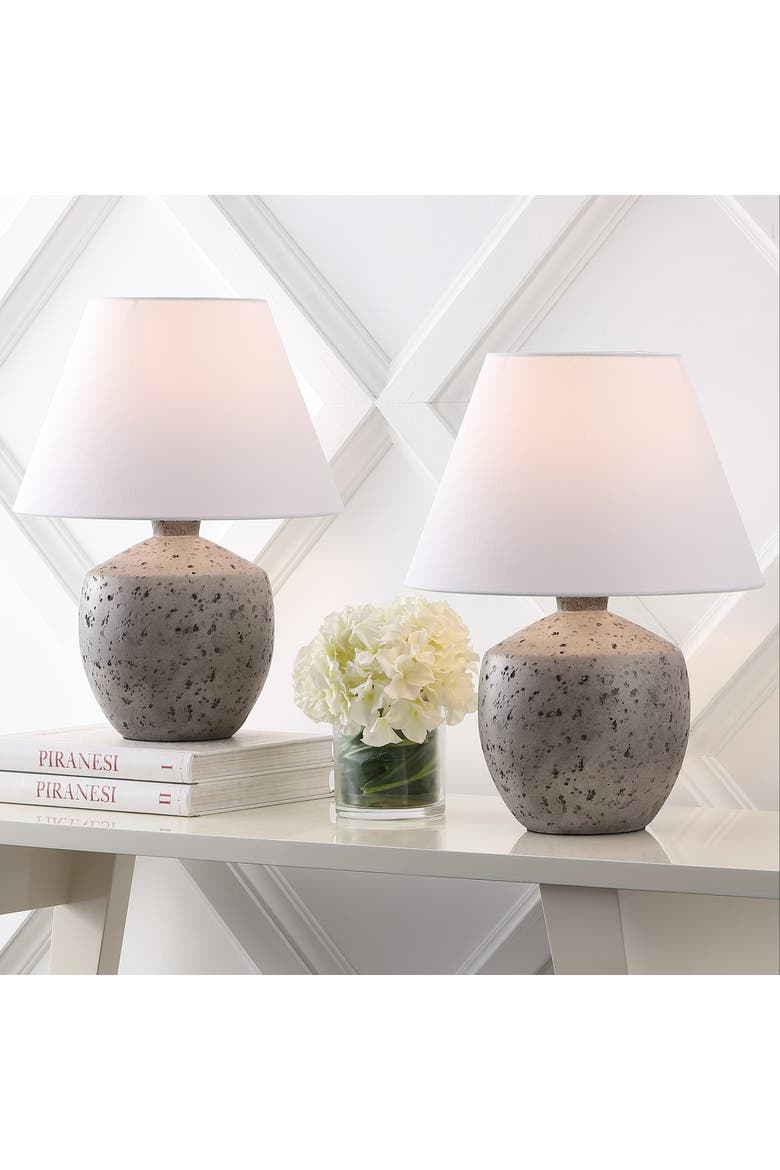 Myron 18" Minimalist Scandinavian Concrete Effect Resin/Iron LED Table Lamp, Alternate, color, Antique Gray