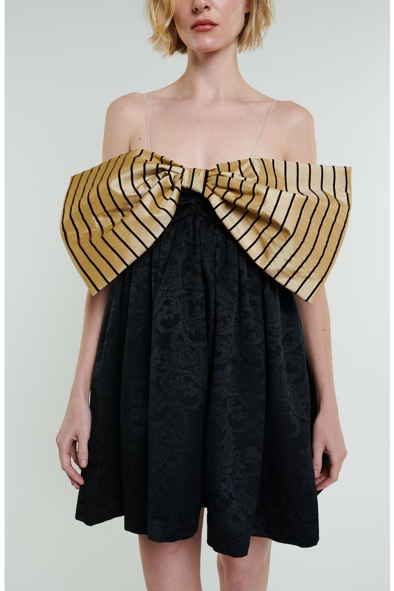 Stewart Mini Bow Dress, Main, color, Black / Cream