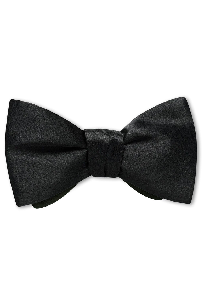 Black Charmeuse Silk Woven Bow Tie, Main, color, Self-Tie