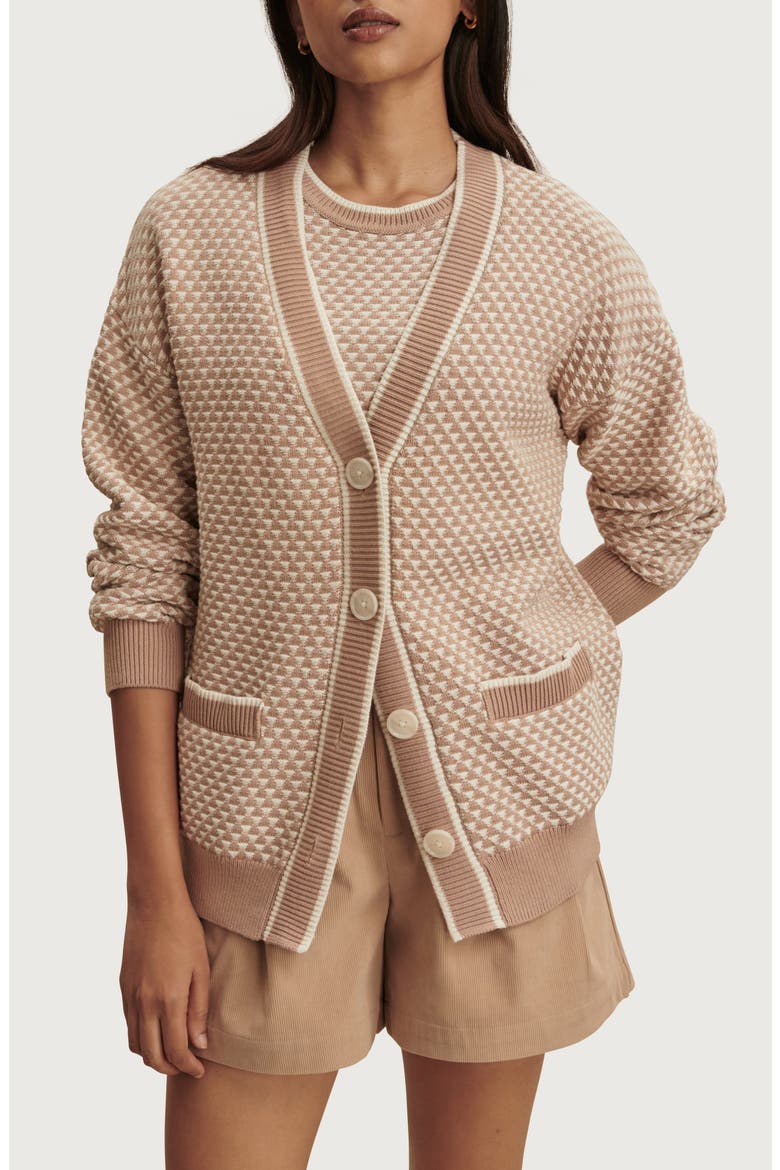 Tarran Longline Cotton Boyfriend Cardigan, Main, color, LIGHT TAUPE