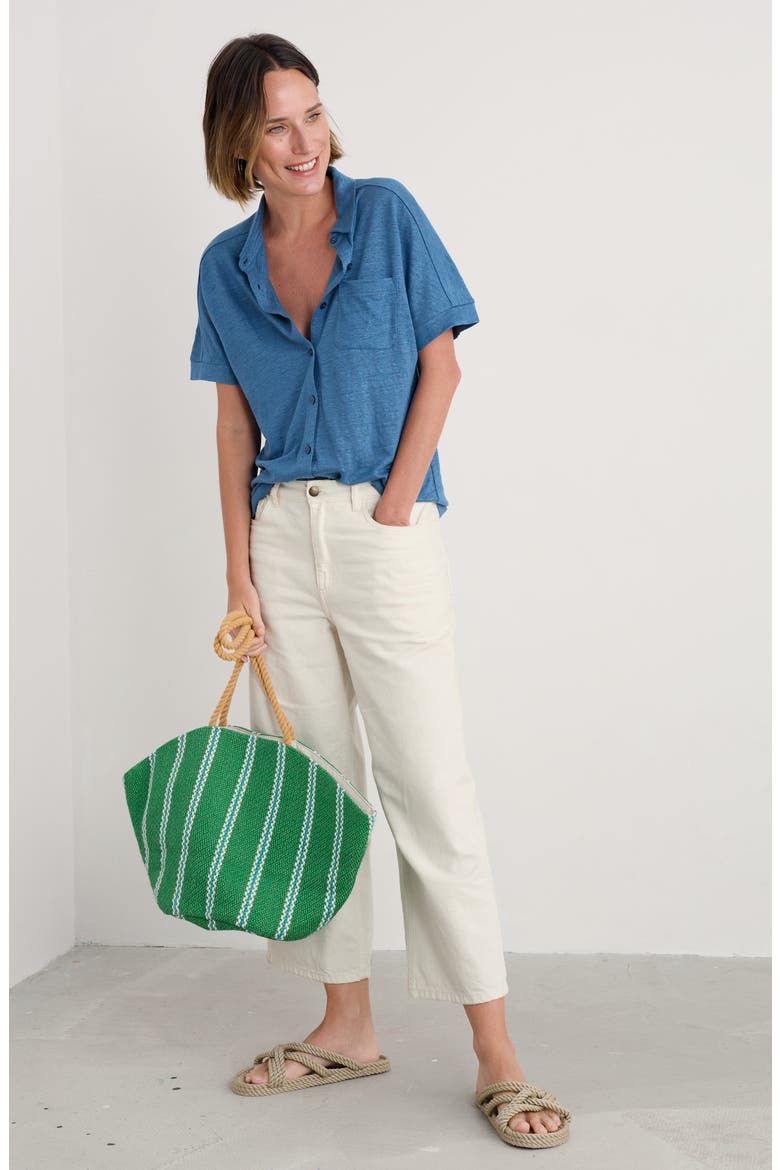 Parsley Fern Linen Button-Up Shirt, Alternate, color, SAILOR