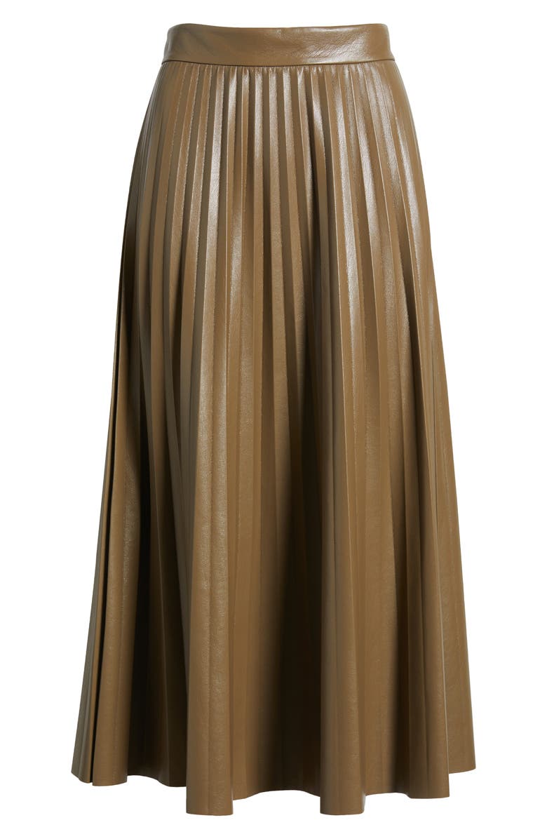 BOSS Vaplita Pleated Faux Leather Midi Skirt, Alternate, color, 