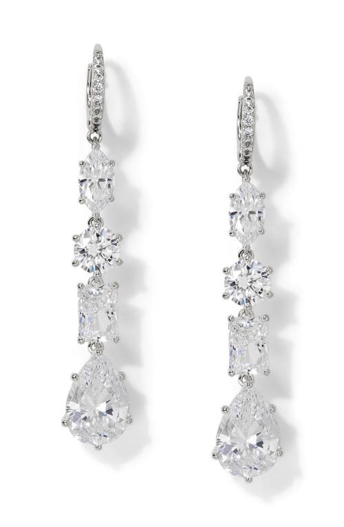 Nadri Cubic Zirconia Mixed Cut Leverback Drop Earrings In Rhodium