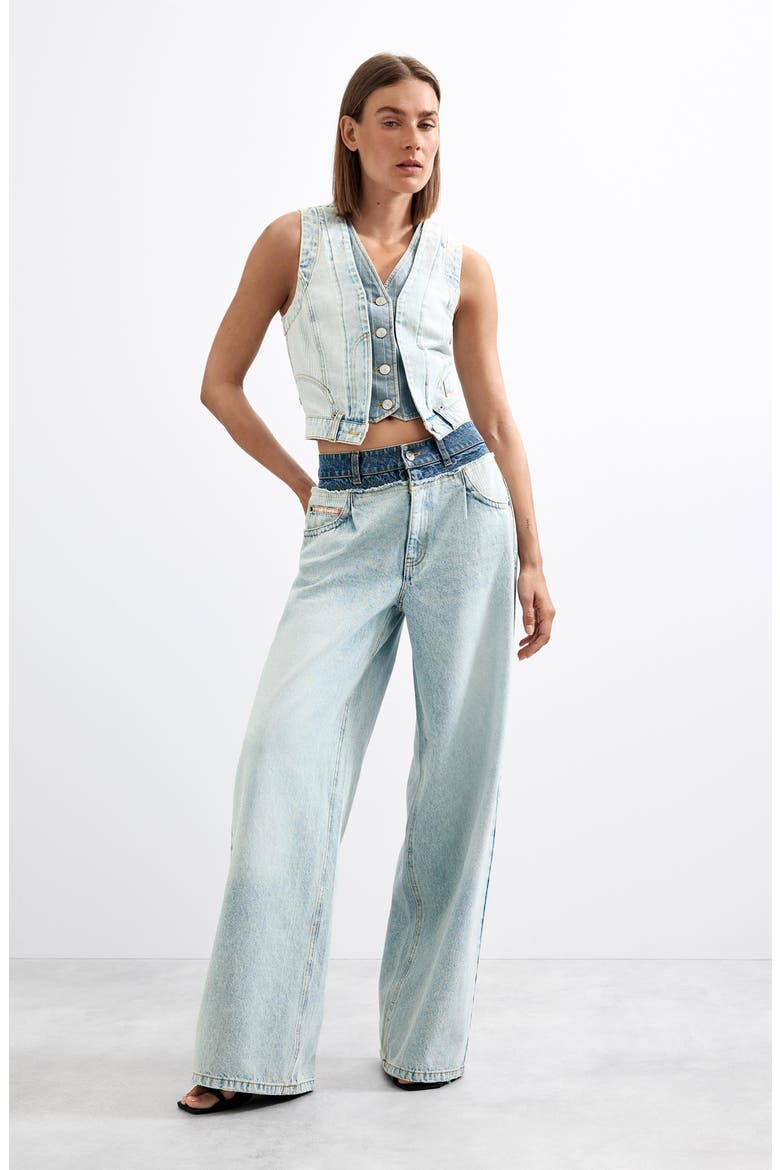 Layered Denim Vest, Alternate, color, LIGHT BLUE