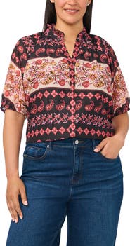 CeCe Ruffle Print Top