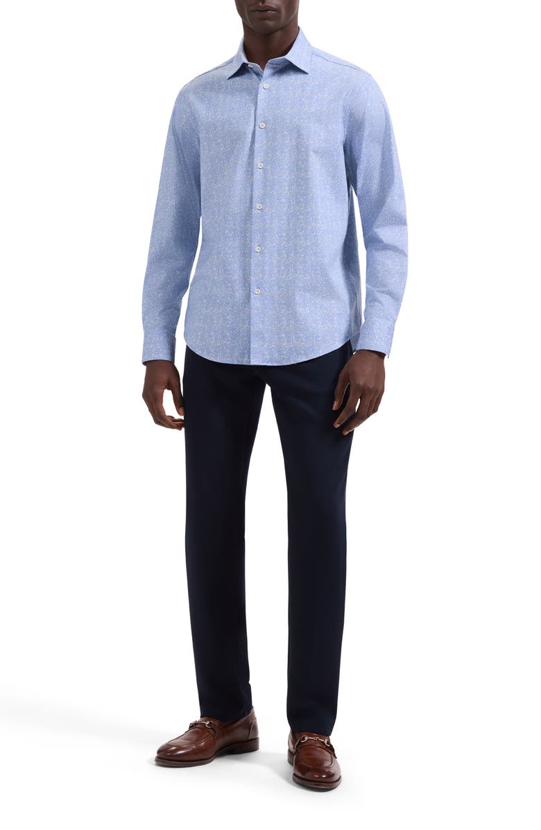 Bugatchi Jimmy OoohCotton<sup>®</sup> Abstract Print Button-Up Shirt, Alternate, color, Air Blue