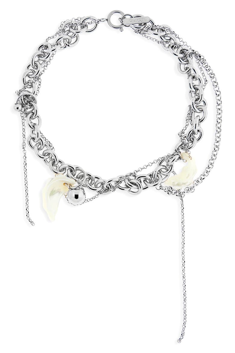 Lewis Mixed Chain & Seashell Necklace, Main, color, PALLADIUM