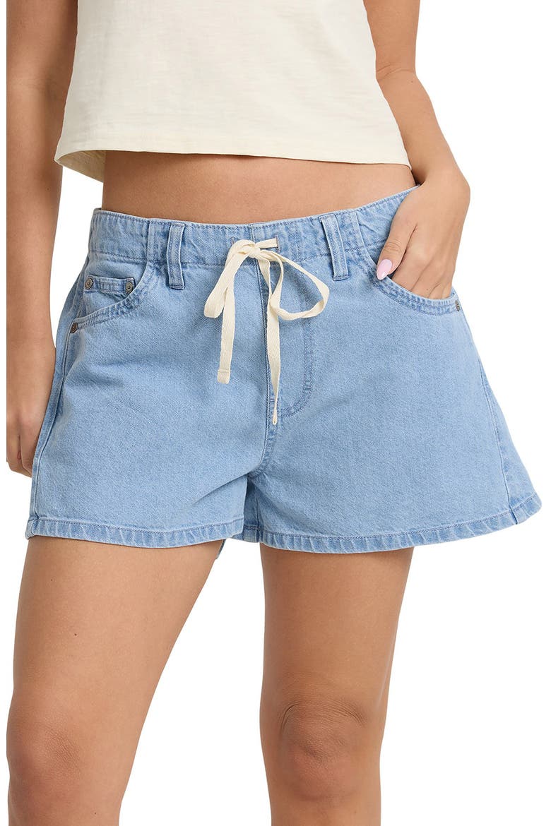 Jade Saltwashed High Waist Drawstring Denim Shorts, Alternate, color, SEA BLUE