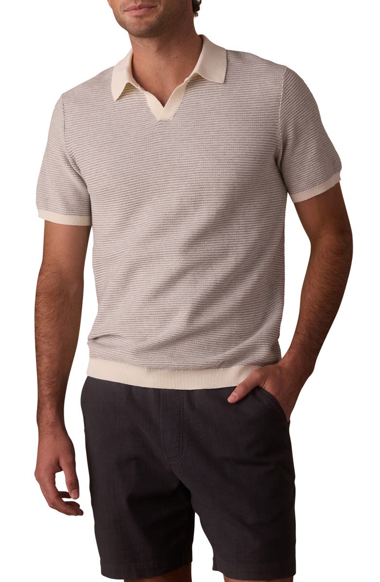 The Normal Brand Robles Bird's Eye Polo, Main, color, Cream/ Grey