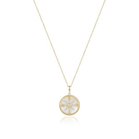 Mother of Pearl Compass Necklace