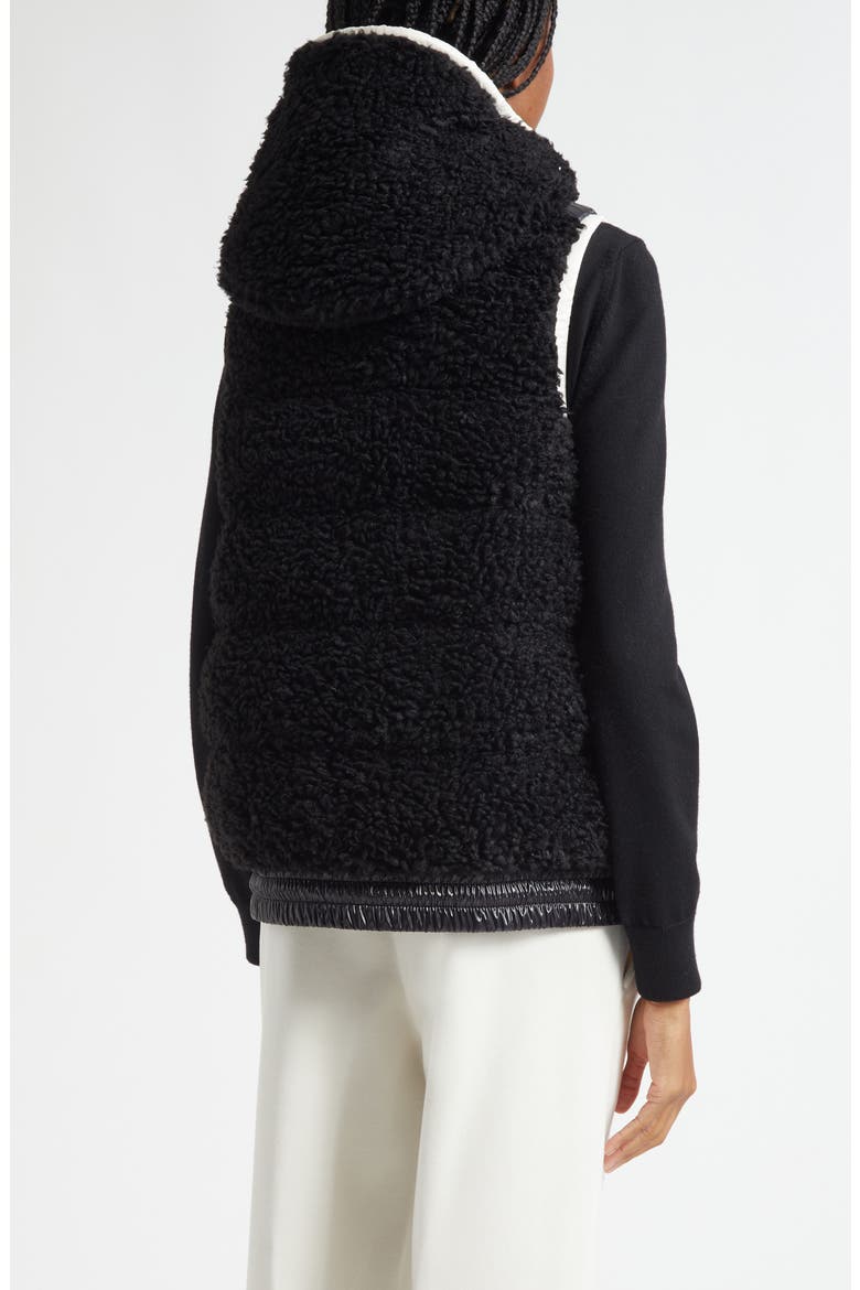 Faux Shearling Hooded Down Vest, Alternate, color, BLACK
