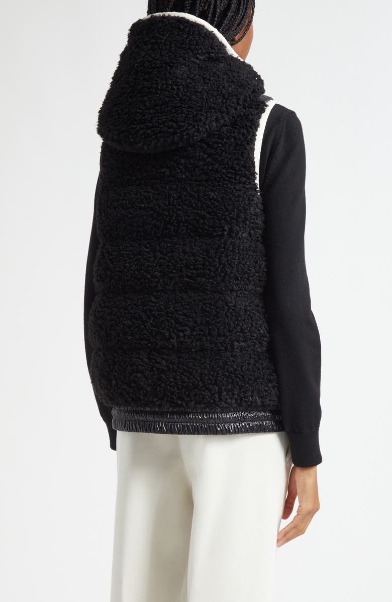 Moncler Grenoble Faux Shearling Hooded Down Vest, Alternate, color, Black