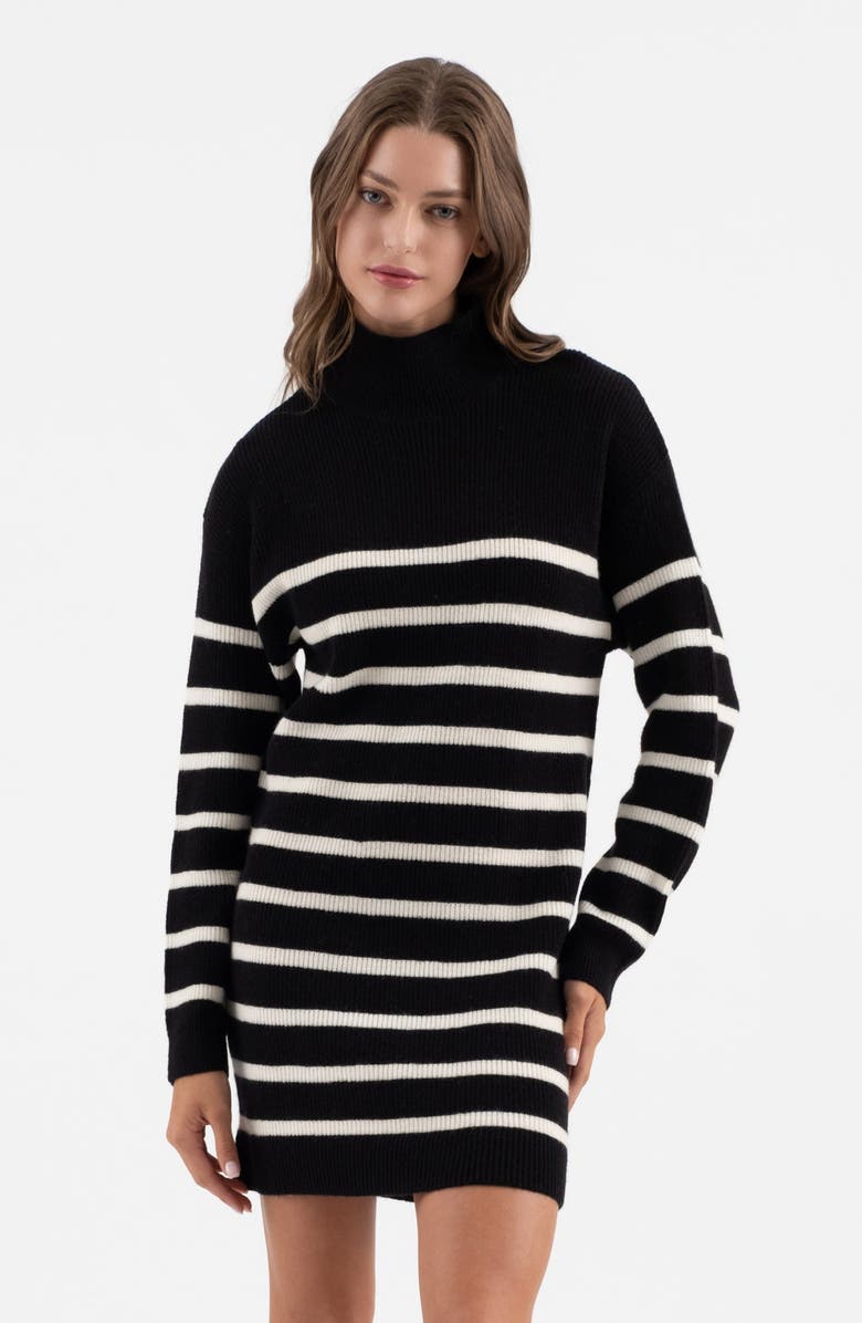 Blu Pepper Stripe Long Sleeve Sweater Dress, Alternate, color,