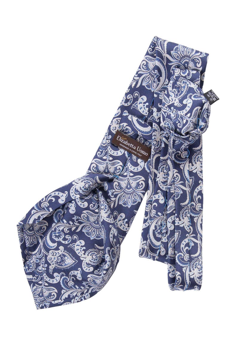 Novara - Extra Long Printed Silk Tie for Men, Alternate, color, Navy