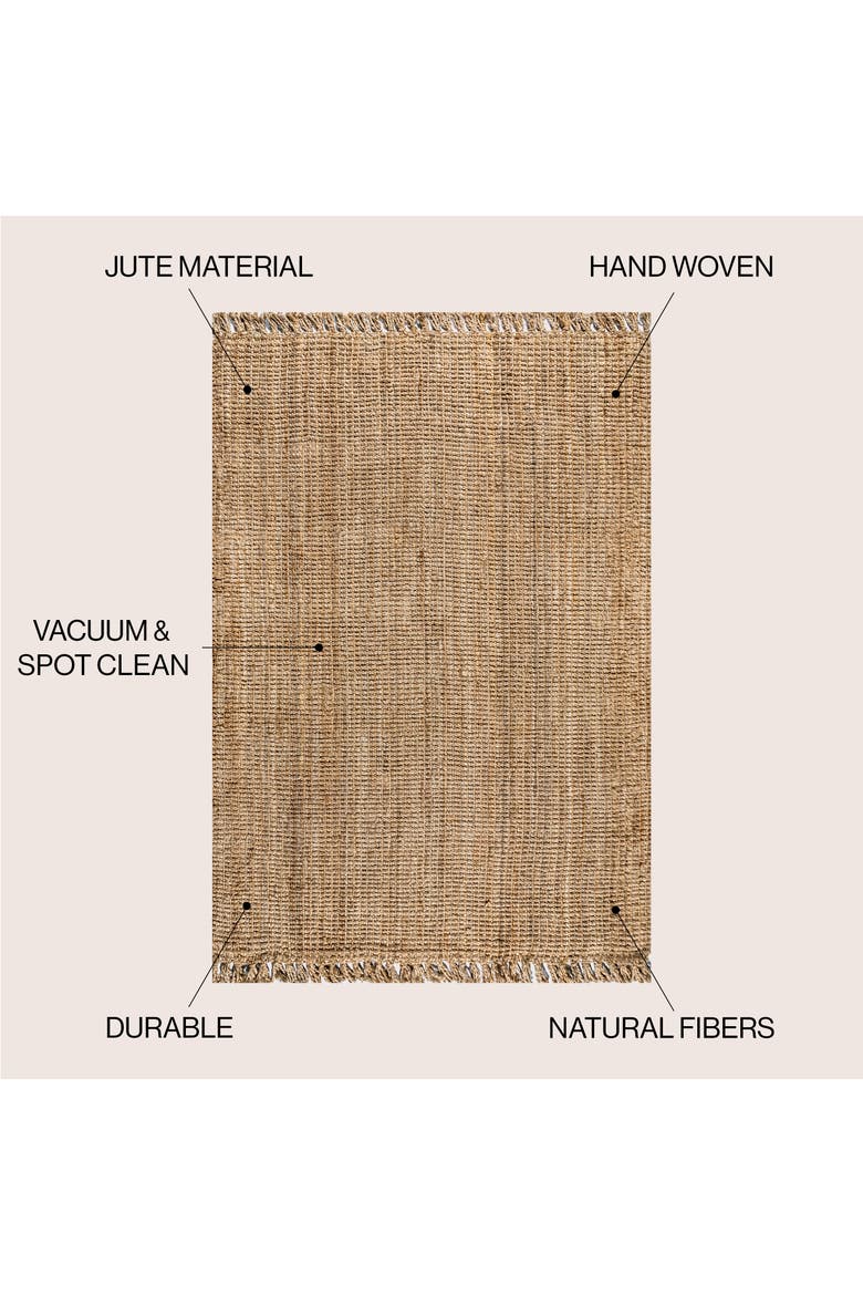 Pata Hand Woven Chunky Jute with Fringe Area Rug, Alternate, color, Natural