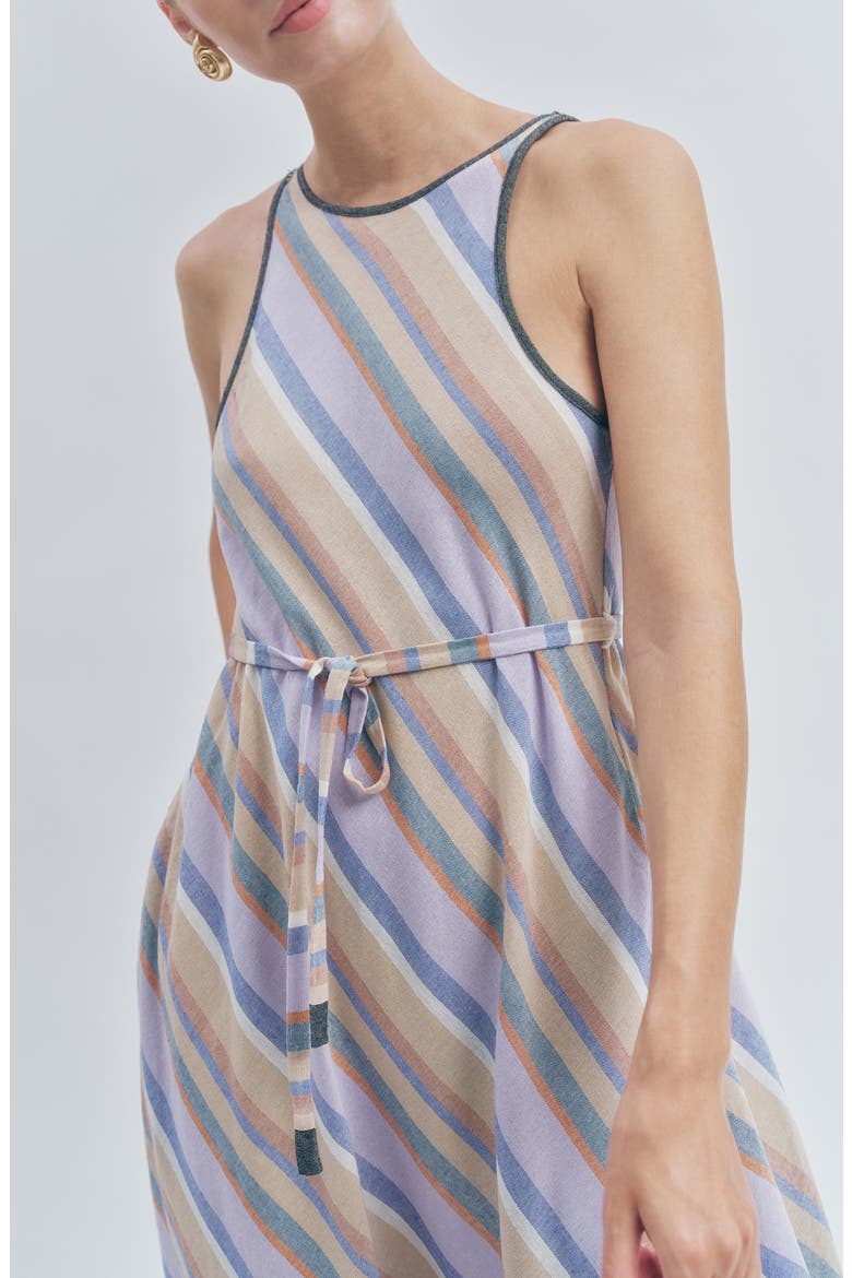 Margie Diagonal Stripe Cotton & Linen Maxi Dress, Alternate, color, LAVENDER STRIPE