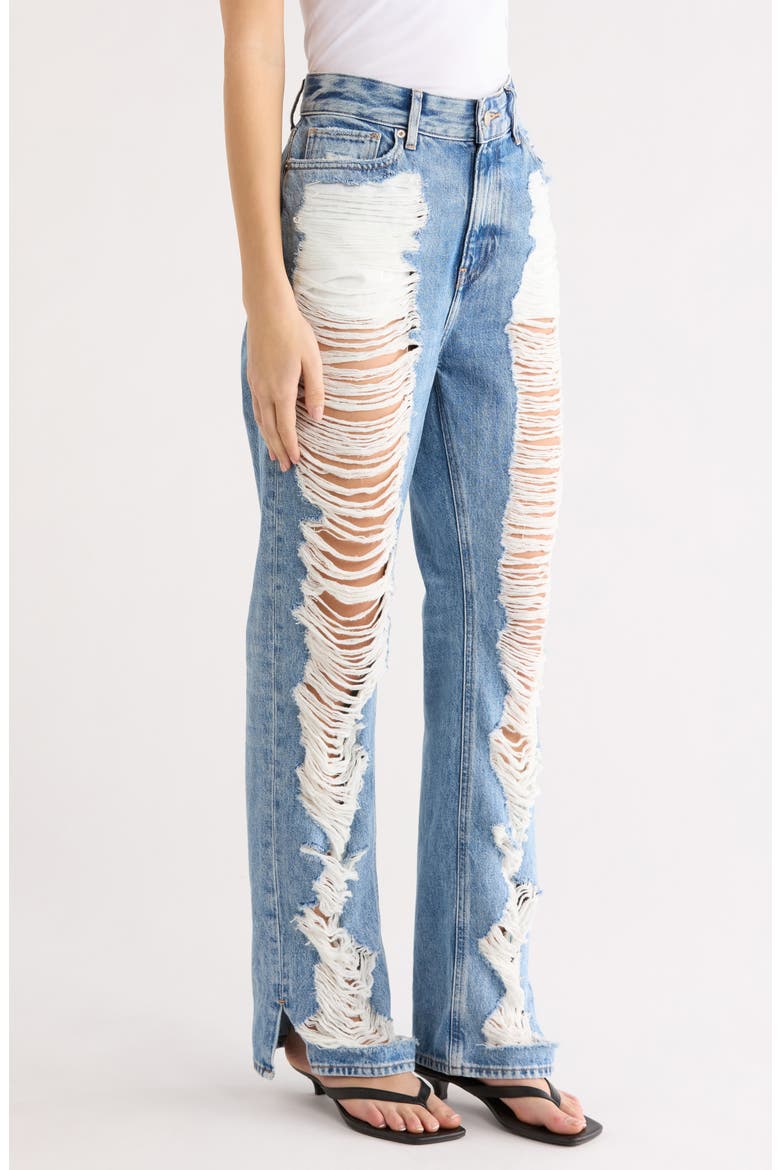 The Khloé High Waist Ripped Denim Straight Leg Jeans, Alternate, color, INDIGO1092