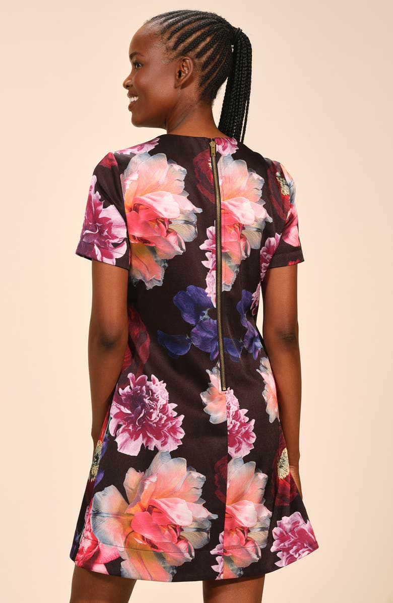 Isaac Mizrahi New York Floral Satin Minidress, Alternate, color, Fleur Nocturne