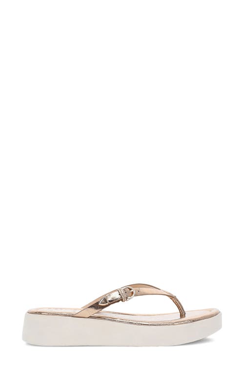 Frye Maya Buckle Platform Flip Flop In Dark Gold