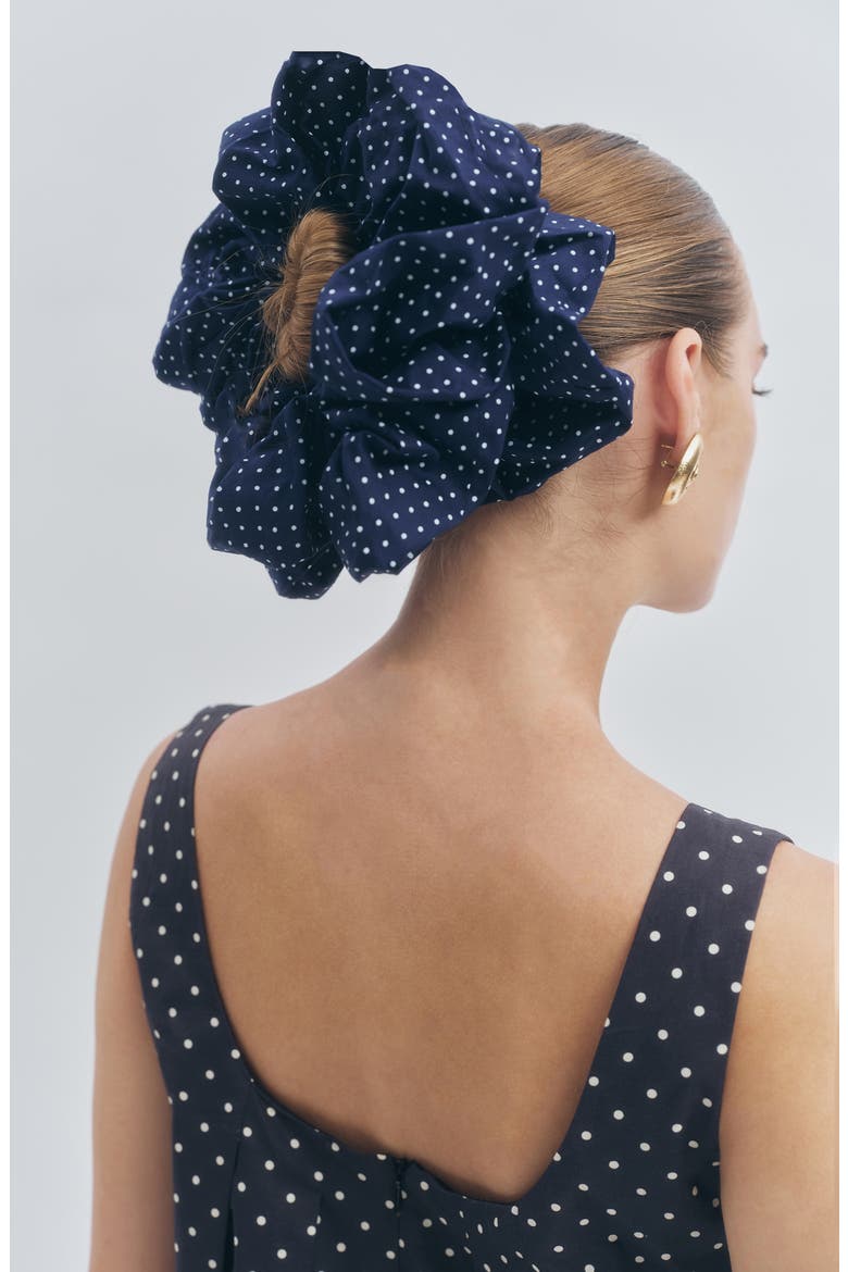 Oversize Scrunchie, Alternate, color, NAVY WHITE DOTS