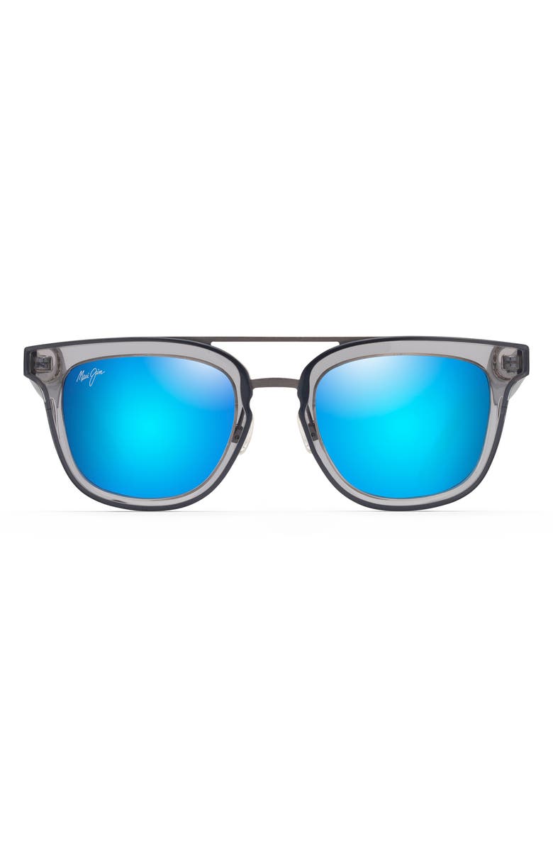 Maui Jim Relaxation Mode 49mm Polarized Square Sunglasses, Main, color, Dove Grey/ Blue Hawaii