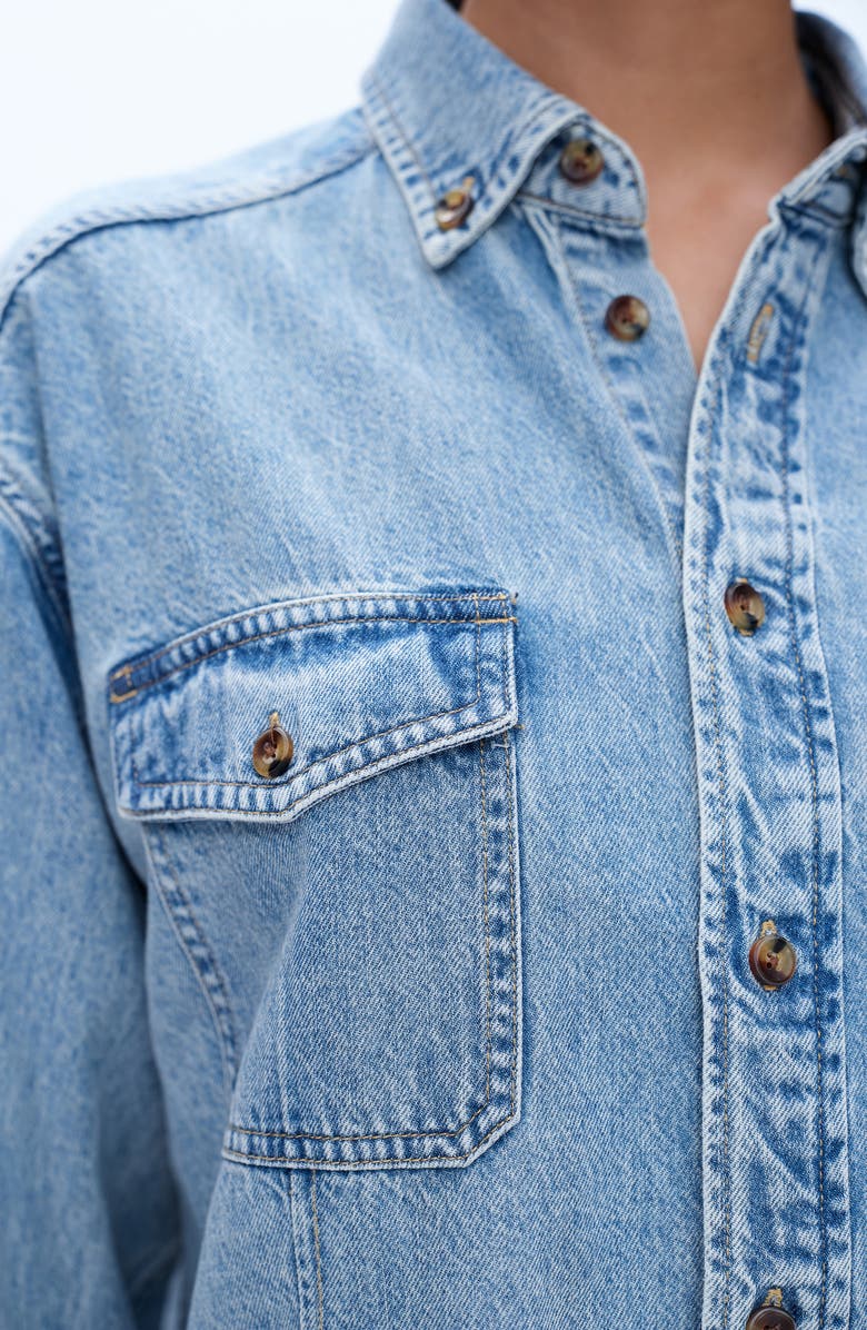 Bayeas Oversize Denim Button-Up Shirt, Alternate, color, Light Blue