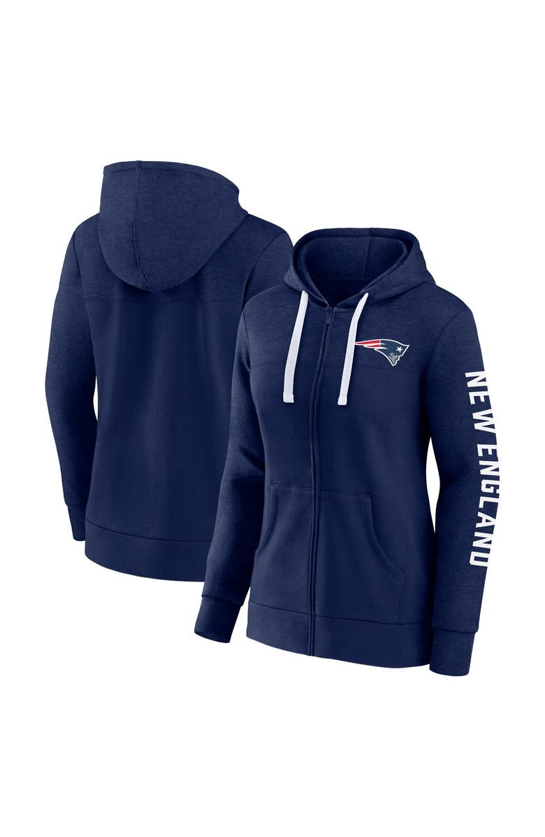 FANATICS Women's Fanatics Branded Heather Navy New England Patriots Plus Size City Ties Full-Zip Hoodie, Main, color, Heather Navy