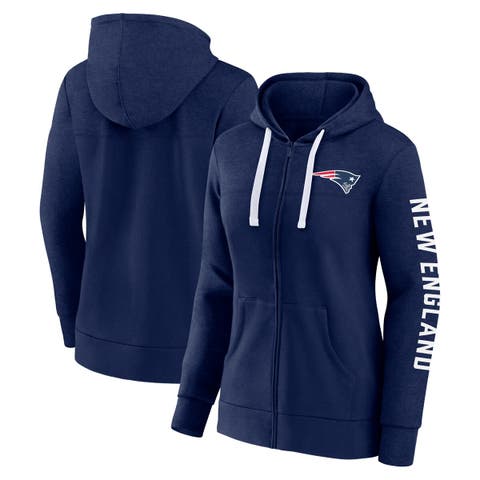 Women's Fanatics Branded Heather Navy New England Patriots Plus Size City Ties Full-Zip Hoodie