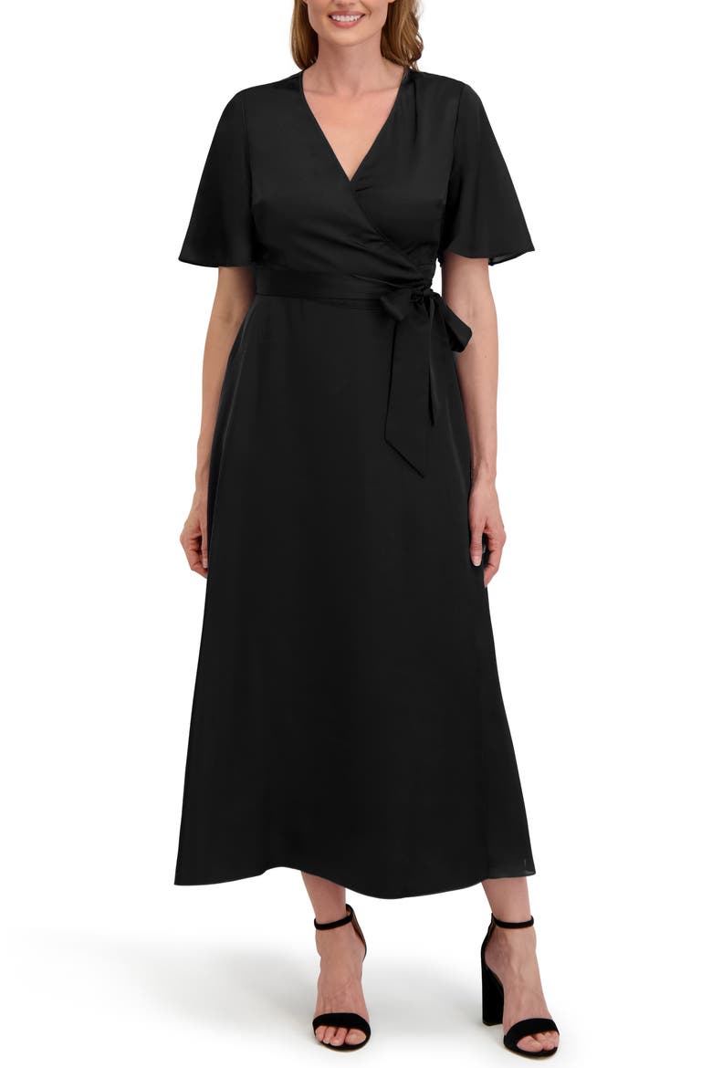 Madison Faux Wrap Maxi Dress, Main, color, BLACK ONYX