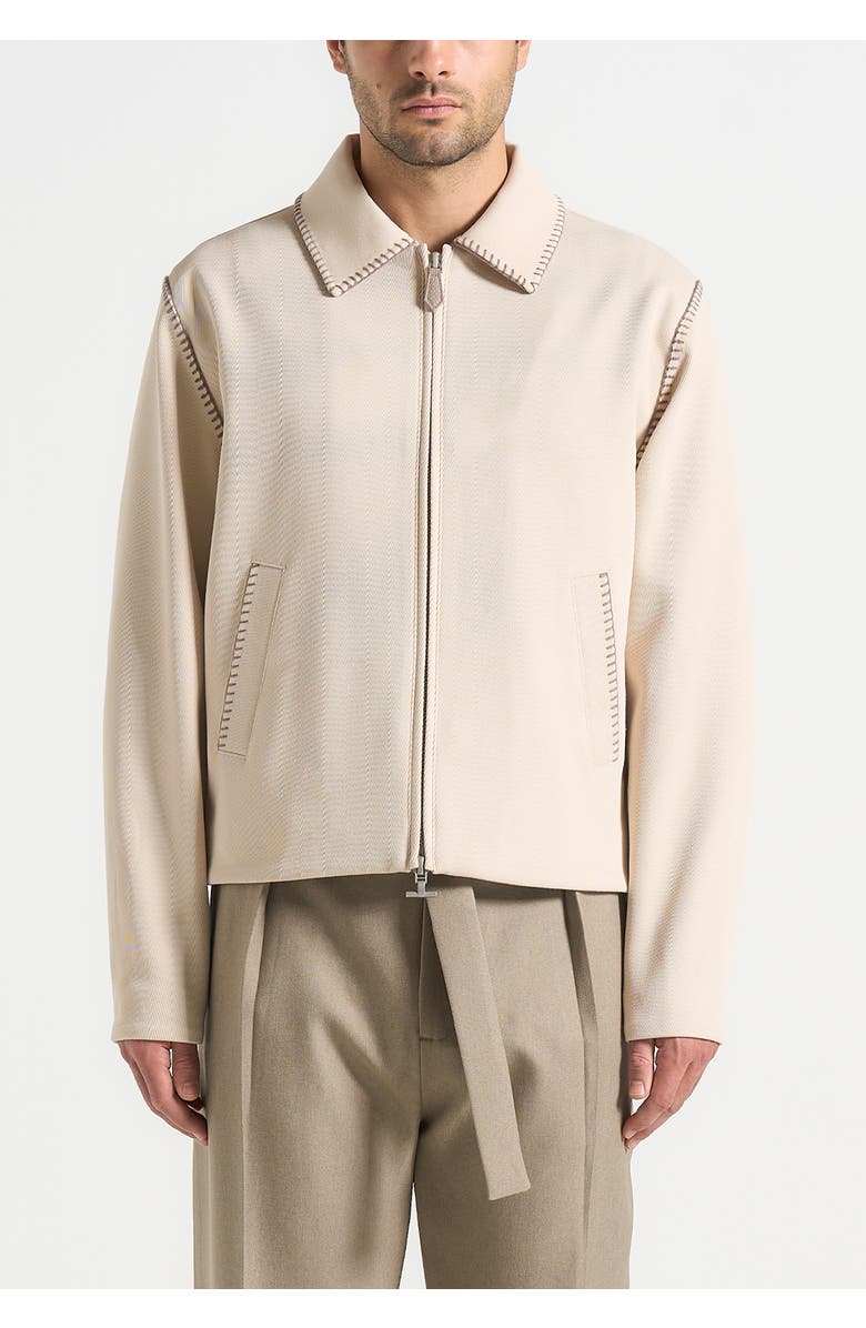 Manière De Voir Alex Whipstitch Twill Boxy Jacket, Alternate, color, Cream