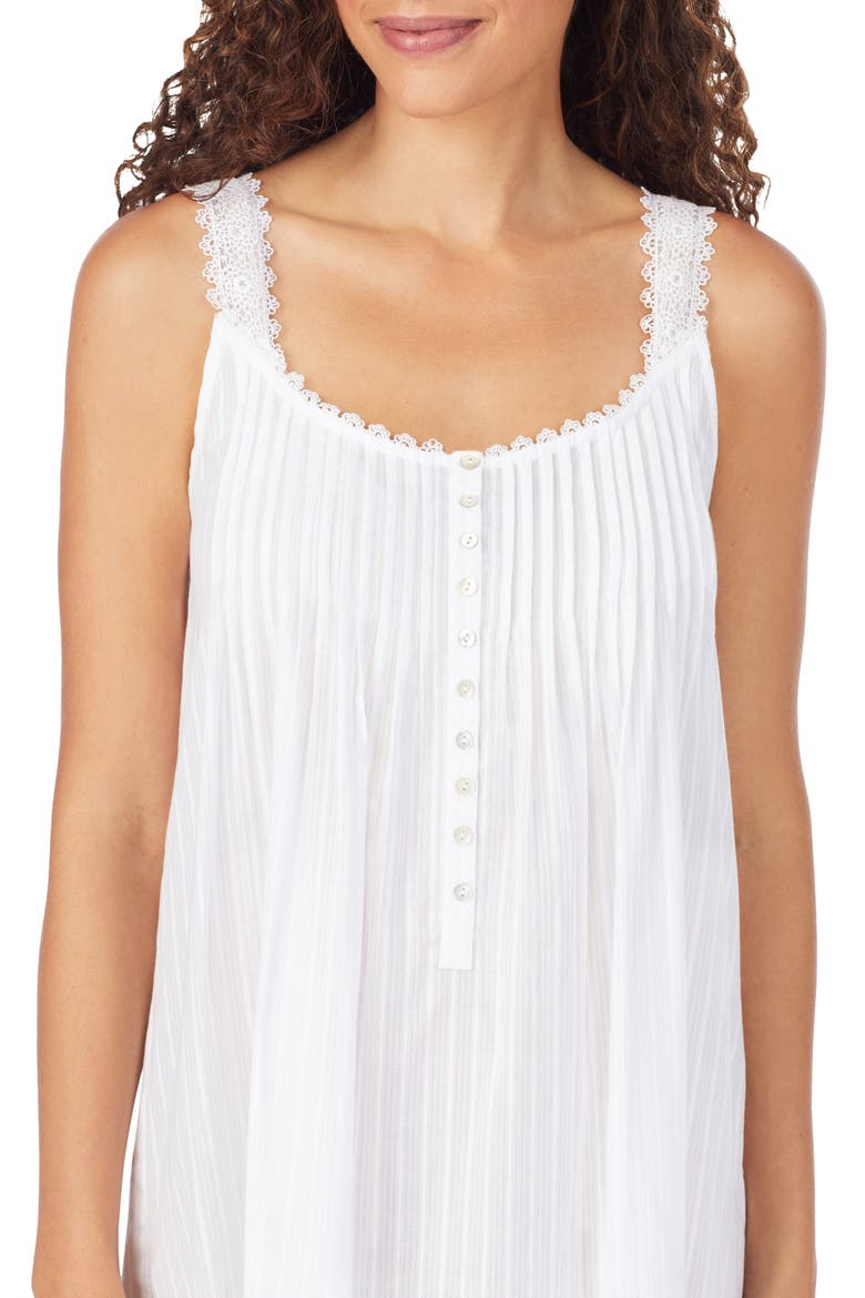 Sleeveless Cotton Nightgown, Alternate, color, WHITE