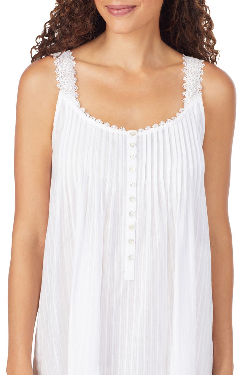 Eileen West Sleeveless Cotton Nightgown, Alternate, color, White