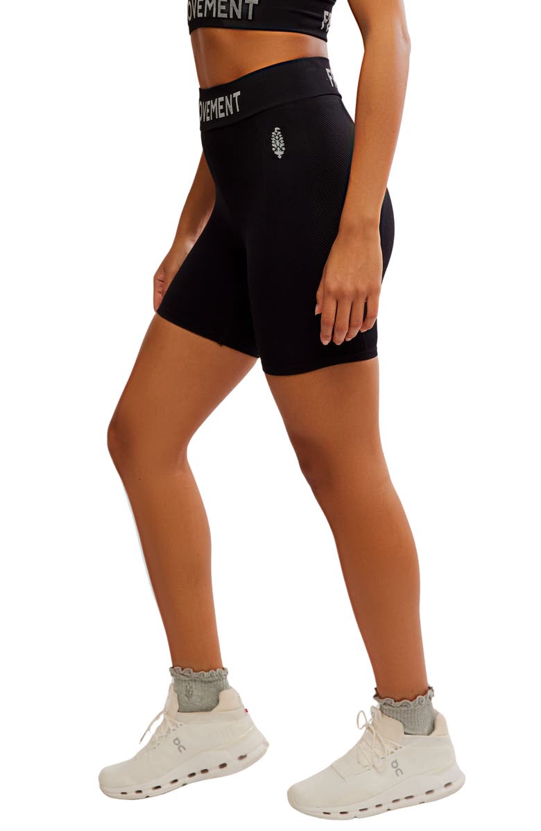 Free People FP Movement Long Haul Bike Shorts, Alternate, color, Black