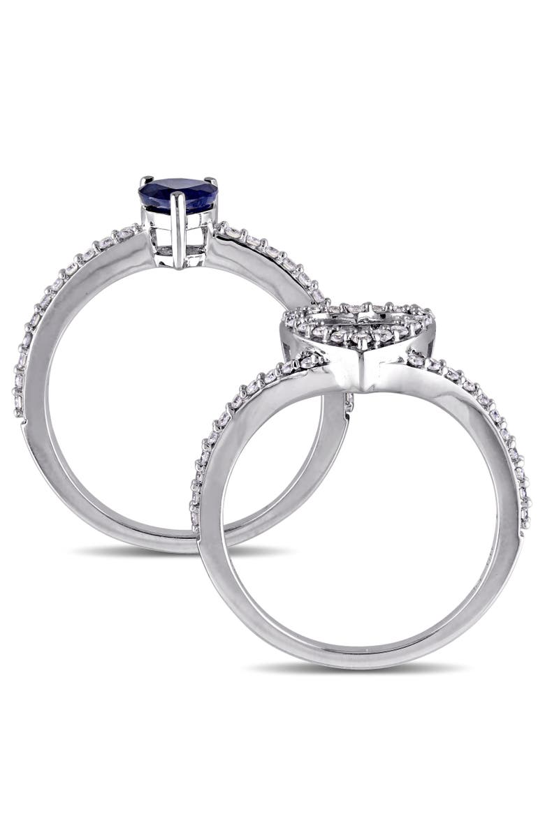 Julianna B. Diffused Sapphire & Diamond Heart Bridal Set, Alternate, color, Sapphire