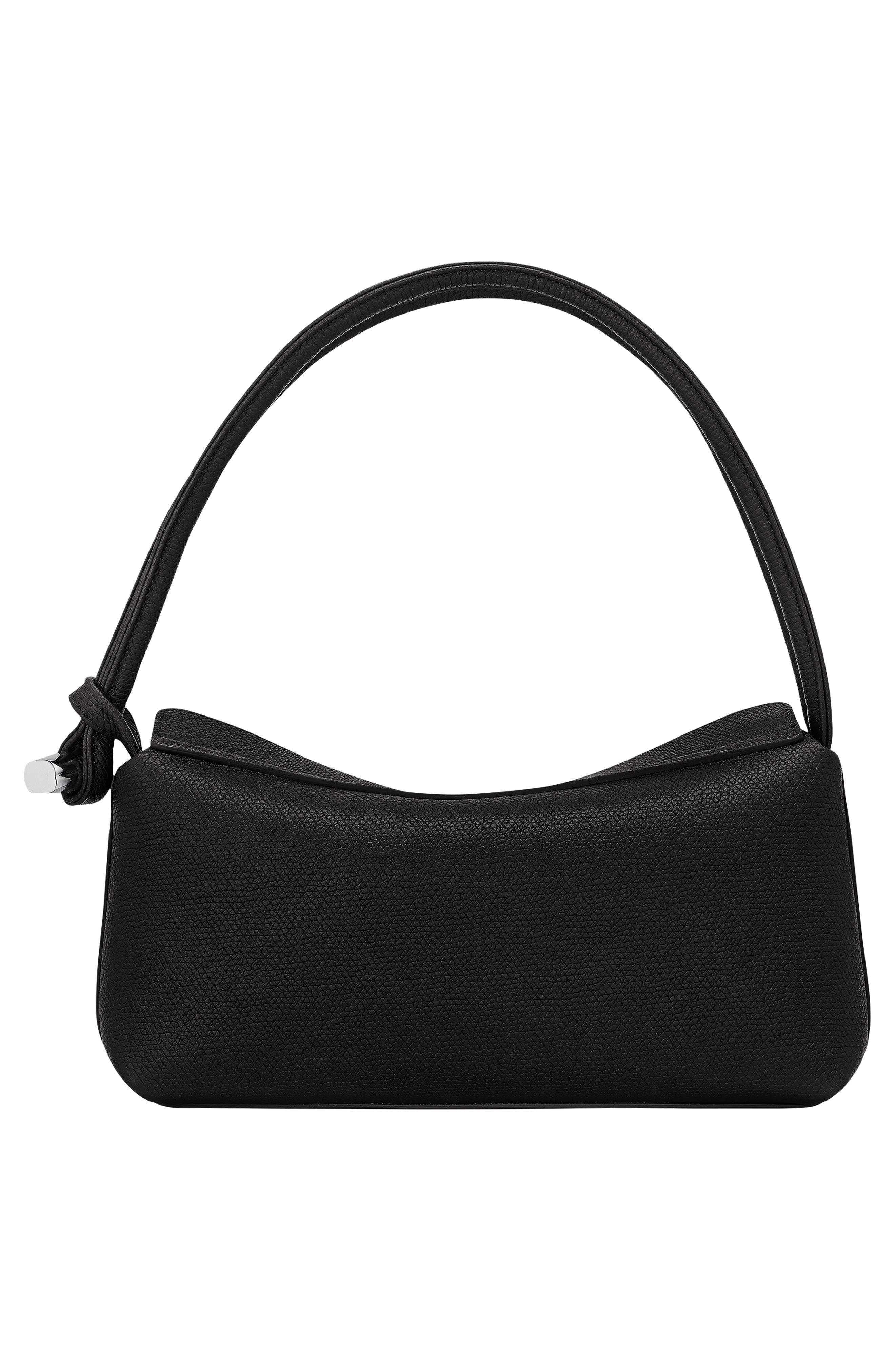 Longchamp Le Roseau East/West Leather Shoulder Bag, Alternate, color, Black