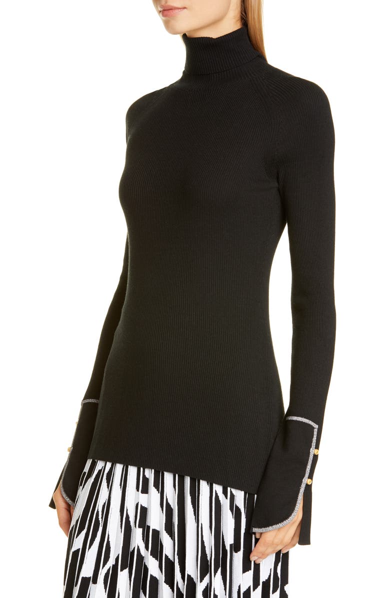 Proenza Schouler Rib Silk & Cashmere Blend Turtleneck Sweater, Alternate, color,