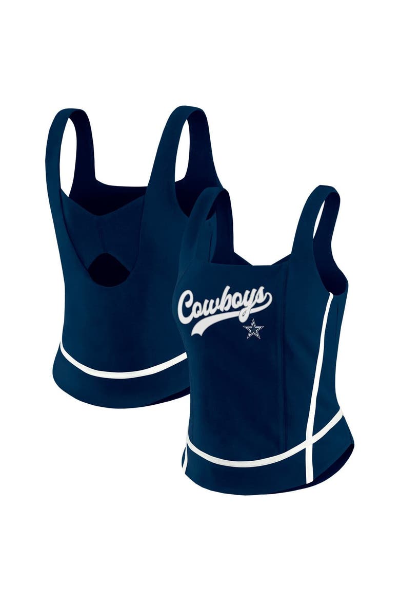 Women's WEAR by Erin Andrews Navy Dallas Cowboys Square Neck Tank Top, Alternate, color, Navy