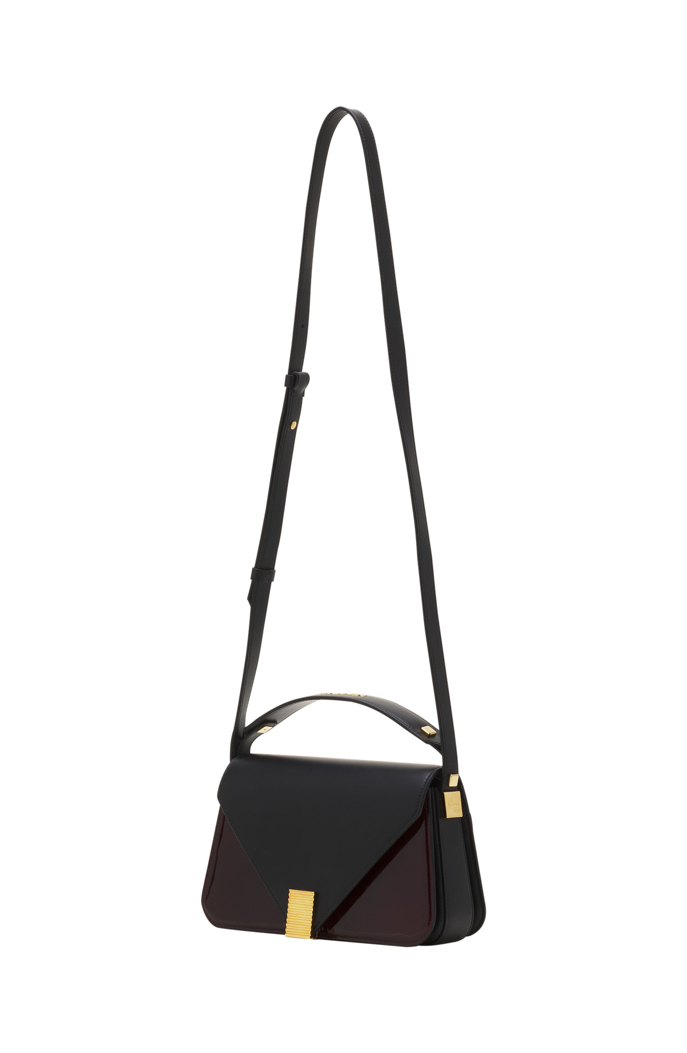 Lanvin Concerto Arpege Patent Leather Bag, Alternate, color, Black/Burgundy