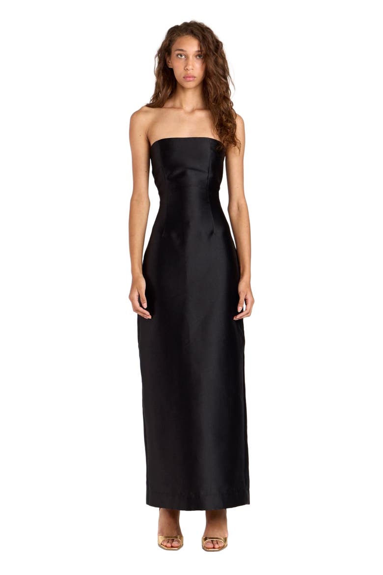 Twill Column Dress, Main, color, Black